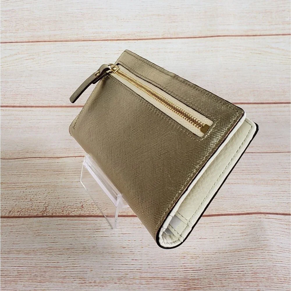 Kate Spade Saffiano Leather Metallic Wallet with Gift Box